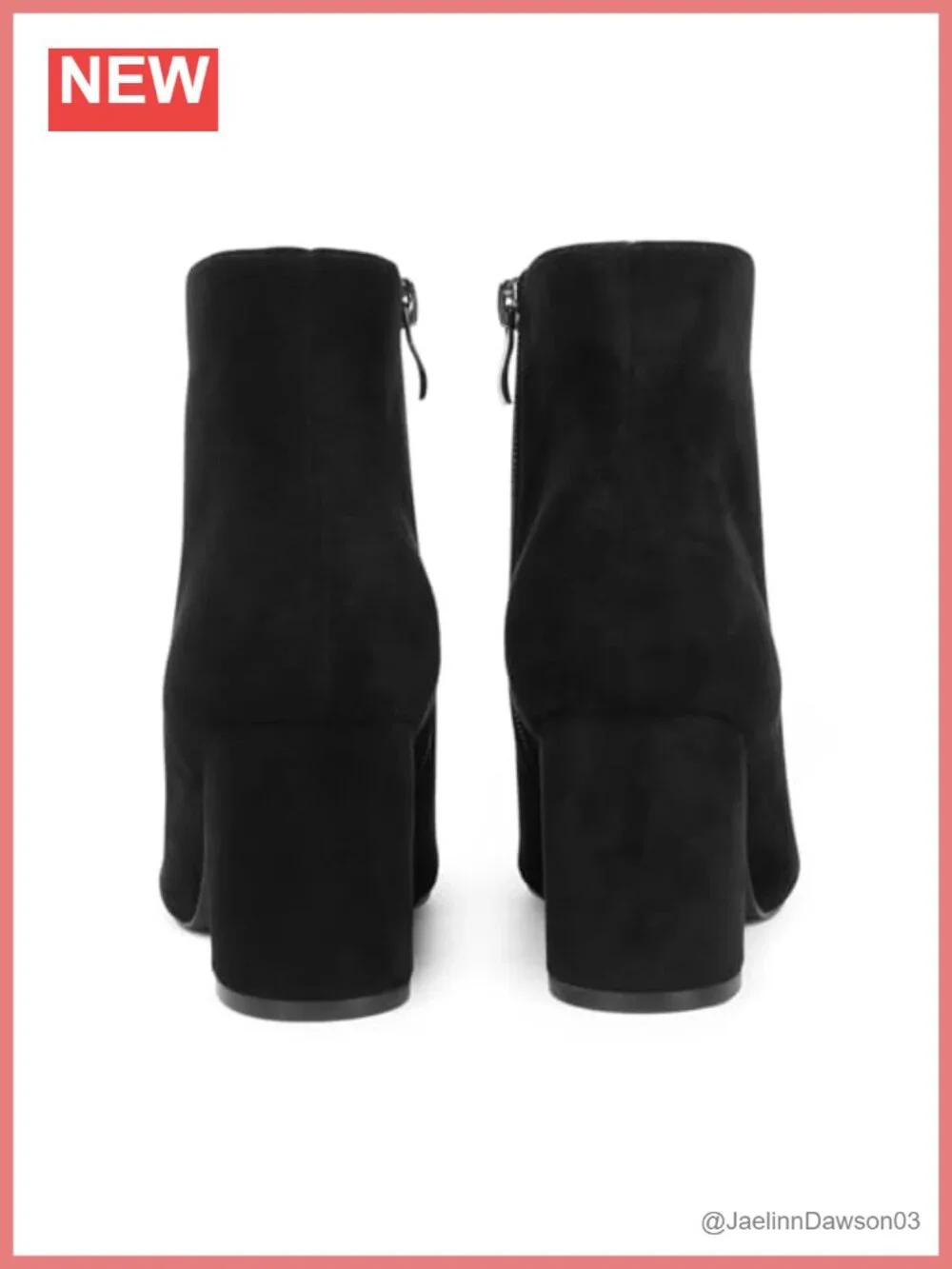 JOY IN LOVE Women's Ankle Boots Chunky Block Heel Pointed Toe Zipper Booties